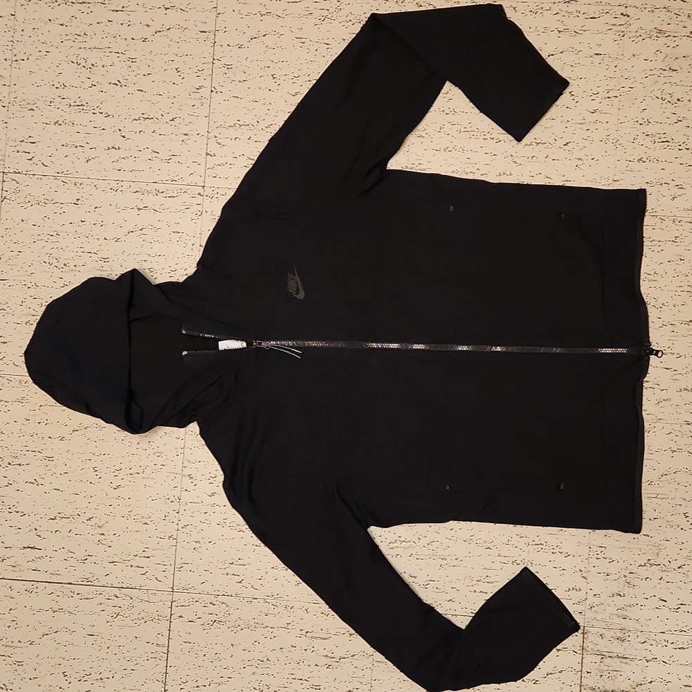 Nike Tech Black Full Zip Stretch Athletic Hoodie Sweater